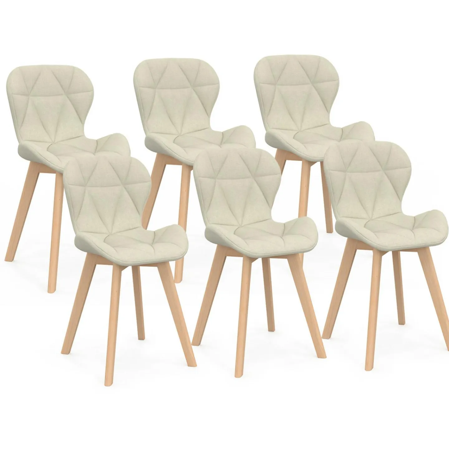 Lot de 6 chaises modernes en tissu beige pour salle à manger assises matelassées*IDMarket Best