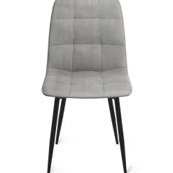 Lot de 8 chaises modernes en velours mix color bleu x2, gris foncé x2, gris clair x2, jaune x2 pieds métal noir*IDMarket Clearance