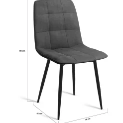 Lot de 8 chaises modernes en velours mix color bleu x2, gris foncé x2, gris clair x2, jaune x2 pieds métal noir*IDMarket Clearance