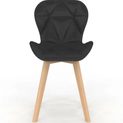 Lot de 6 chaises modernes en PU noir pieds en bois pour salle à manger*IDMarket Online