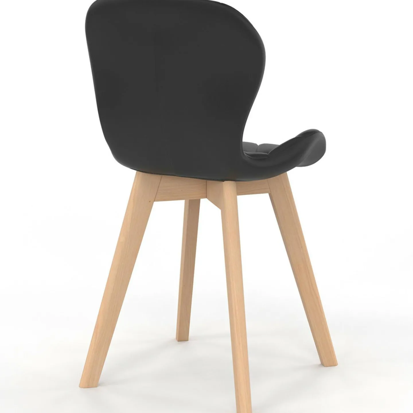 Lot de 6 chaises modernes en PU noir pieds en bois pour salle à manger*IDMarket Online