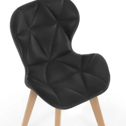 Lot de 6 chaises modernes en PU noir pieds en bois pour salle à manger*IDMarket Online