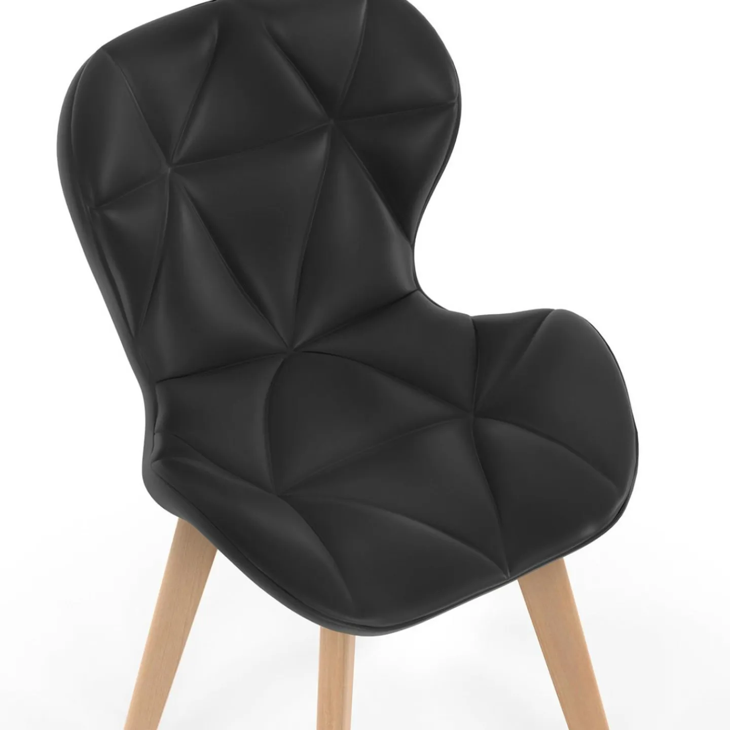 Lot de 6 chaises modernes en PU noir pieds en bois pour salle à manger*IDMarket Online