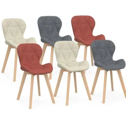 Lot de 6 chaises modernes avec assises matelassées en gris, terracotta et beige*IDMarket Clearance