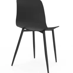 Lot de 6 chaises noires avec pieds en métal*IDMarket