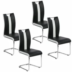 Lot de 4 chaises noires et blanches design*IDMarket Best