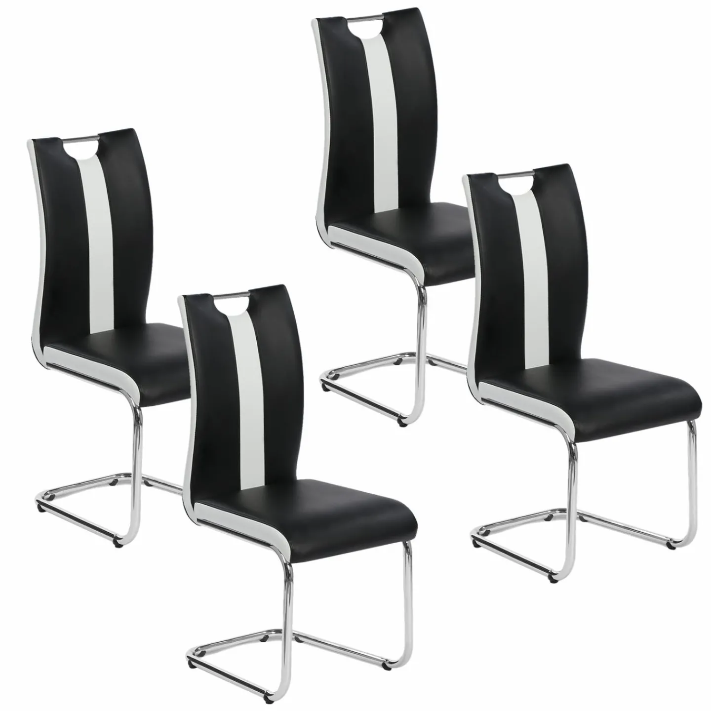 Lot de 4 chaises noires et blanches design*IDMarket Best