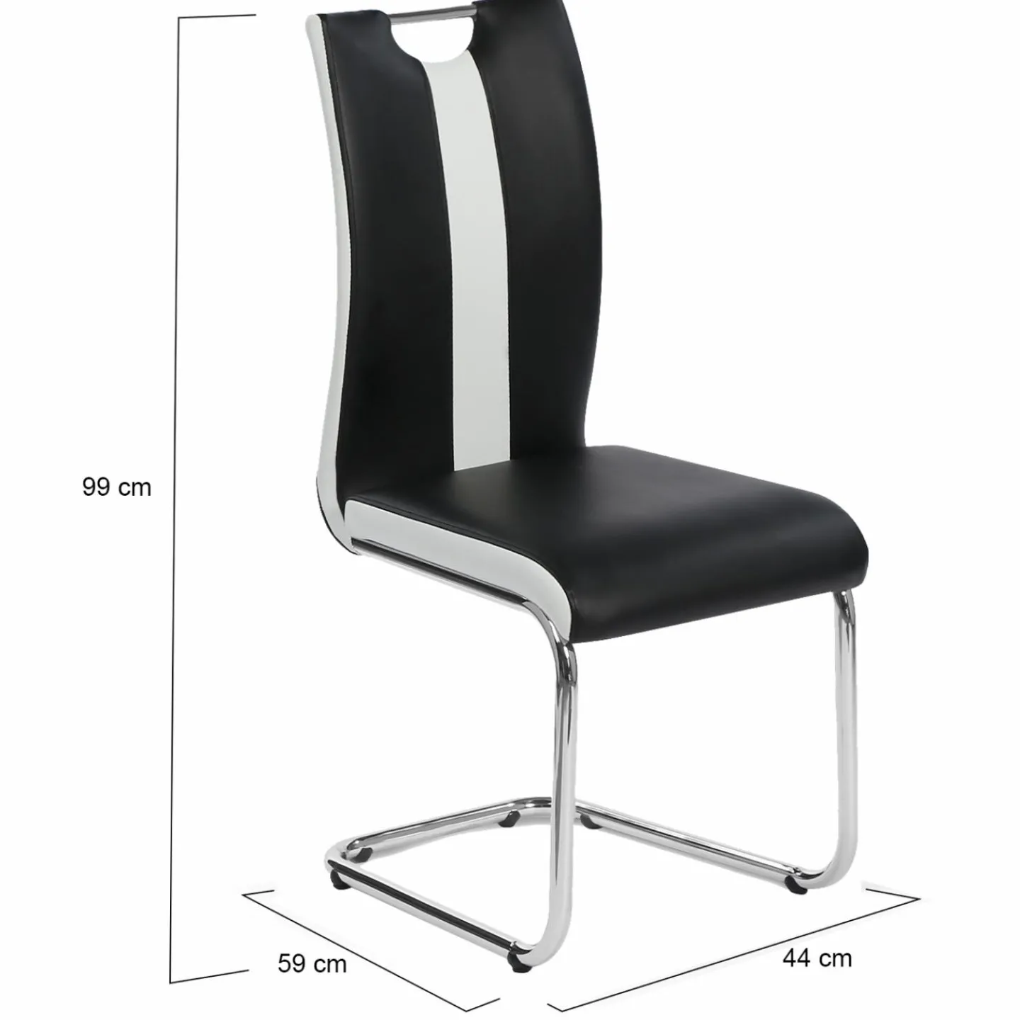 Lot de 4 chaises noires et blanches design*IDMarket Best