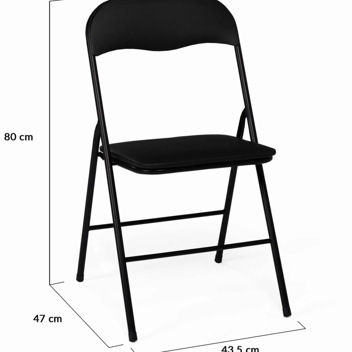 Lot de 6 chaises noires pliables d’intérieur*IDMarket Clearance