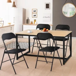 Lot de 4 chaises noires pliantes d’intérieur*IDMarket Best