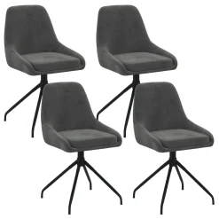 Lot de 4 chaises pivotantes en velours gris foncé avec accoudoirs*IDMarket Online