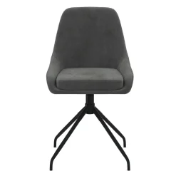 Lot de 4 chaises pivotantes en velours gris foncé avec accoudoirs*IDMarket Online