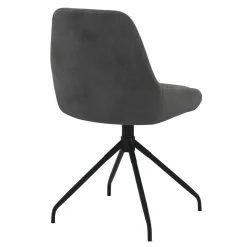 Lot de 4 chaises pivotantes en velours gris foncé avec accoudoirs*IDMarket Online