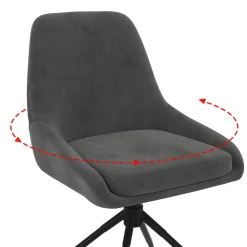 Lot de 4 chaises pivotantes en velours gris foncé avec accoudoirs*IDMarket Online