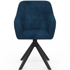Lot de 2 chaises pivotantes de salle à manger, fauteuils de table en velours bleu*IDMarket New
