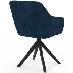 Lot de 2 chaises pivotantes de salle à manger, fauteuils de table en velours bleu*IDMarket New