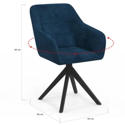 Lot de 2 chaises pivotantes de salle à manger, fauteuils de table en velours bleu*IDMarket New