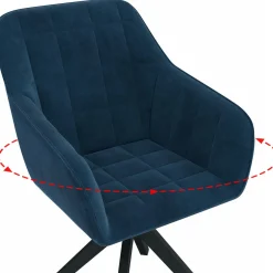 Lot de 2 chaises pivotantes de salle à manger, fauteuils de table en velours bleu*IDMarket New
