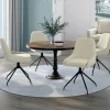 Lot de 4 chaises pivotantes en velours beige avec accoudoirs*IDMarket Best