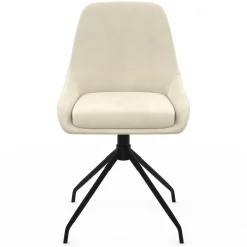 Lot de 4 chaises pivotantes en velours beige avec accoudoirs*IDMarket Best