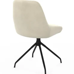 Lot de 4 chaises pivotantes en velours beige avec accoudoirs*IDMarket Best