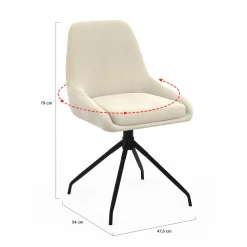 Lot de 4 chaises pivotantes en velours beige avec accoudoirs*IDMarket Best