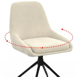 Lot de 4 chaises pivotantes en velours beige avec accoudoirs*IDMarket Best