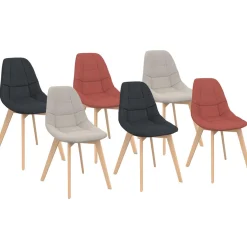 Lot de 6 chaises scandinaves mix color gris foncé x2, terracotta x2, beige x2*IDMarket Clearance