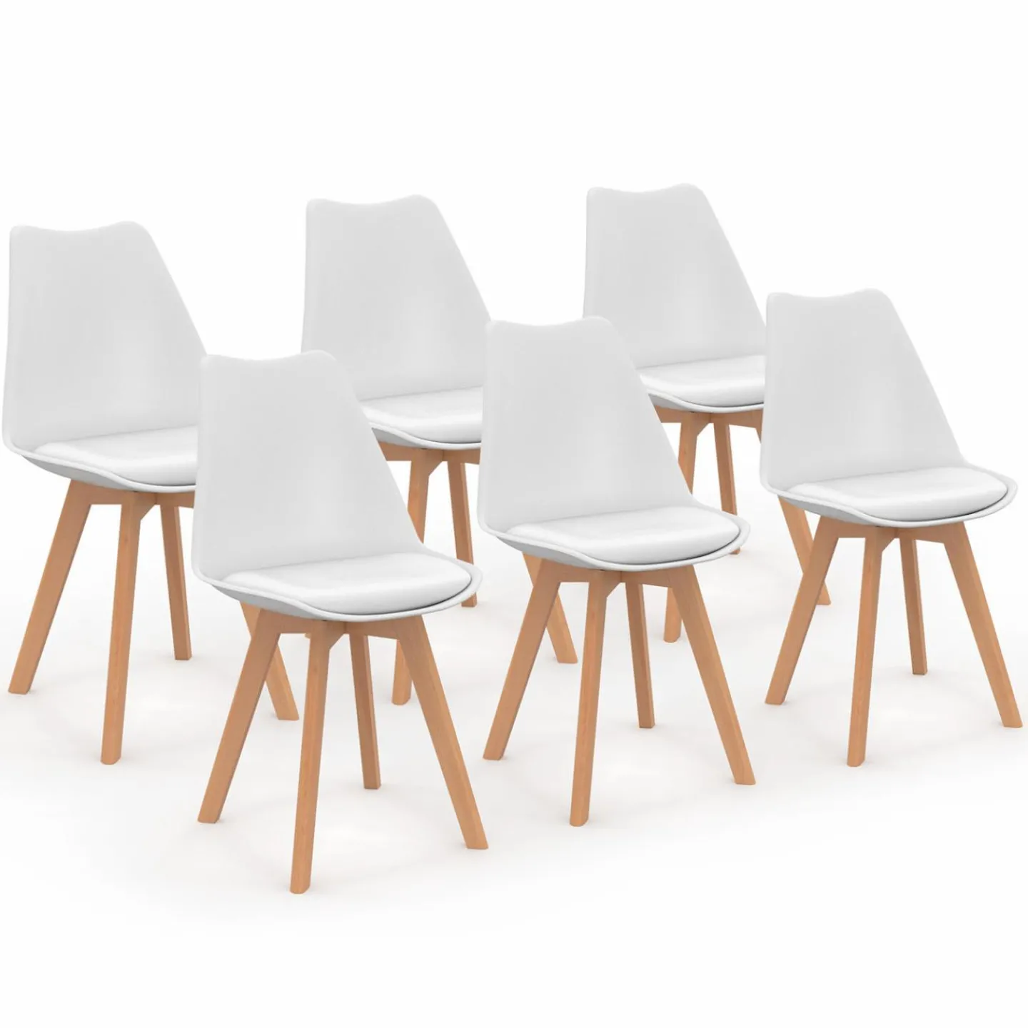 Lot de 6 chaises scandinaves blanches*IDMarket