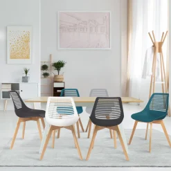 Lot de 6 chaises scandinaves dépareillées dossier ajouré*IDMarket Sale