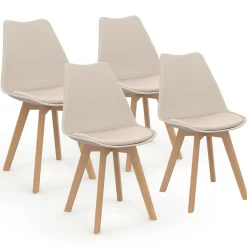 Lot de 4 chaises scandinaves beige pour salle à manger*IDMarket Best