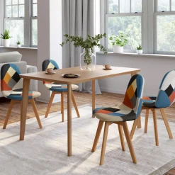 Lot de 4 chaises scandinaves patchwork multicolore*IDMarket Hot