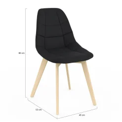 Lot de 6 chaises scandinavesen tissu noir*IDMarket Hot