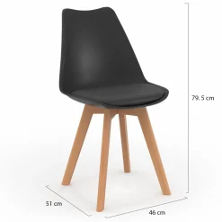 Lot de 4 chaises scandinaves noires*IDMarket Outlet