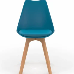 Lot de 4 chaises scandinaves bleu canard*IDMarket New