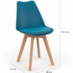 Lot de 4 chaises scandinaves bleu canard*IDMarket New