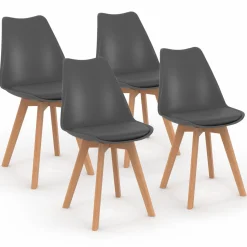 Lot de 4 chaises scandinaves grises*IDMarket