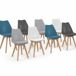 Lot de 8 chaises scandinaves 4 couleurs*IDMarket