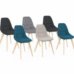 Lot de 6 chaises scandinaves en tissu mix color beige, gris clair, bleu canard et gris foncé*IDMarket Discount