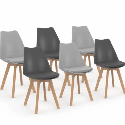 lot de 6 chaises scandinaves gris foncé et gris clair mix color*IDMarket Outlet