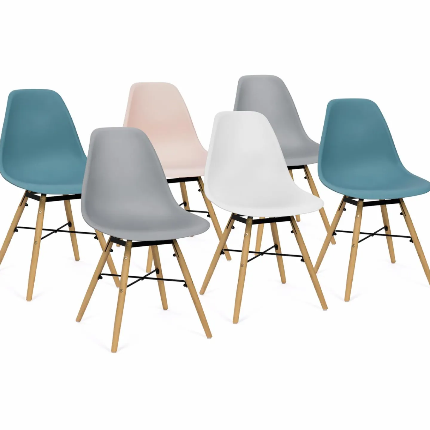 Lot de 6 chaises scandinaves couleur pastel*IDMarket Outlet