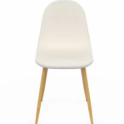 Lot de 6 chaises scandinaves en tissu blanc bouclette pieds en bois*IDMarket Sale
