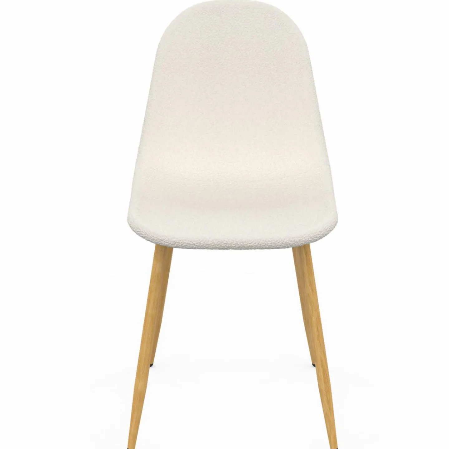 Lot de 6 chaises scandinaves en tissu blanc bouclette pieds en bois*IDMarket Sale