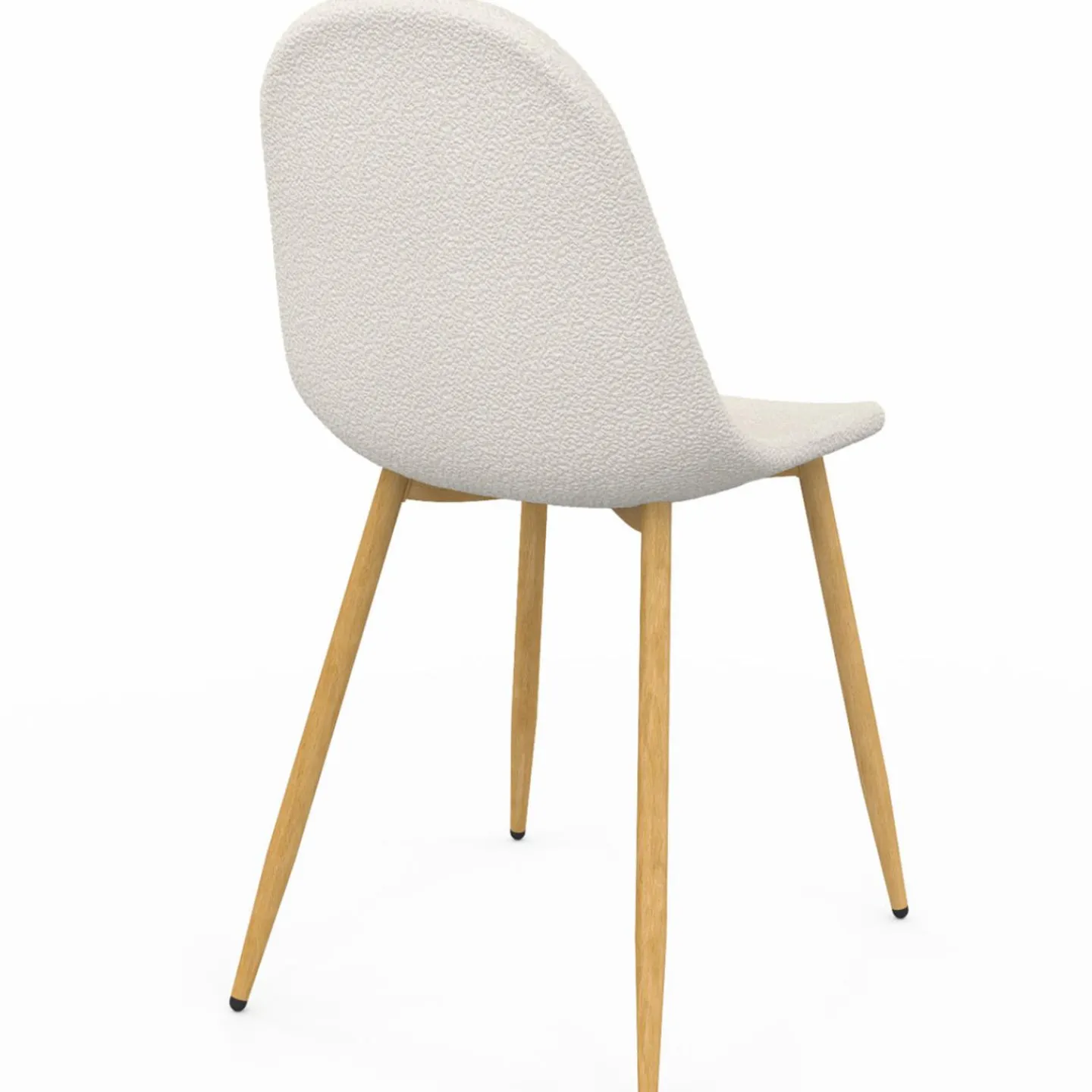 Lot de 6 chaises scandinaves en tissu blanc bouclette pieds en bois*IDMarket Sale