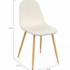 Lot de 6 chaises scandinaves en tissu blanc bouclette pieds en bois*IDMarket Sale