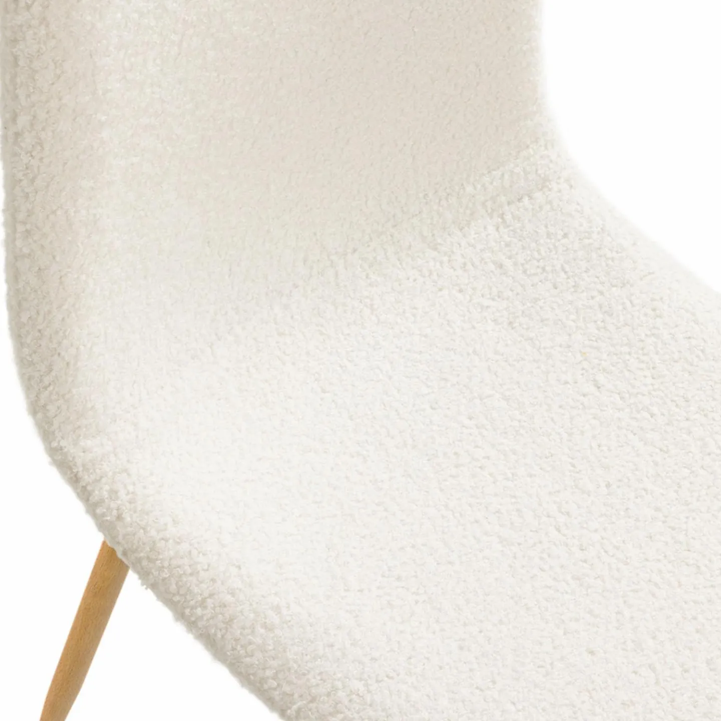 Lot de 6 chaises scandinaves en tissu blanc bouclette pieds en bois*IDMarket Sale