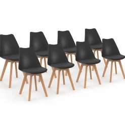 Lot de 8 chaises scandinaves noires pour salle à manger*IDMarket Hot