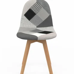 Lot de 4 chaises scandinaves patchwork noir gris blancs*IDMarket Best
