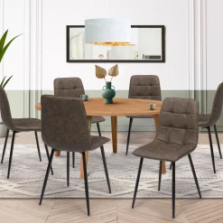 Lot de 6 chaises vintage en PU marron*IDMarket Discount