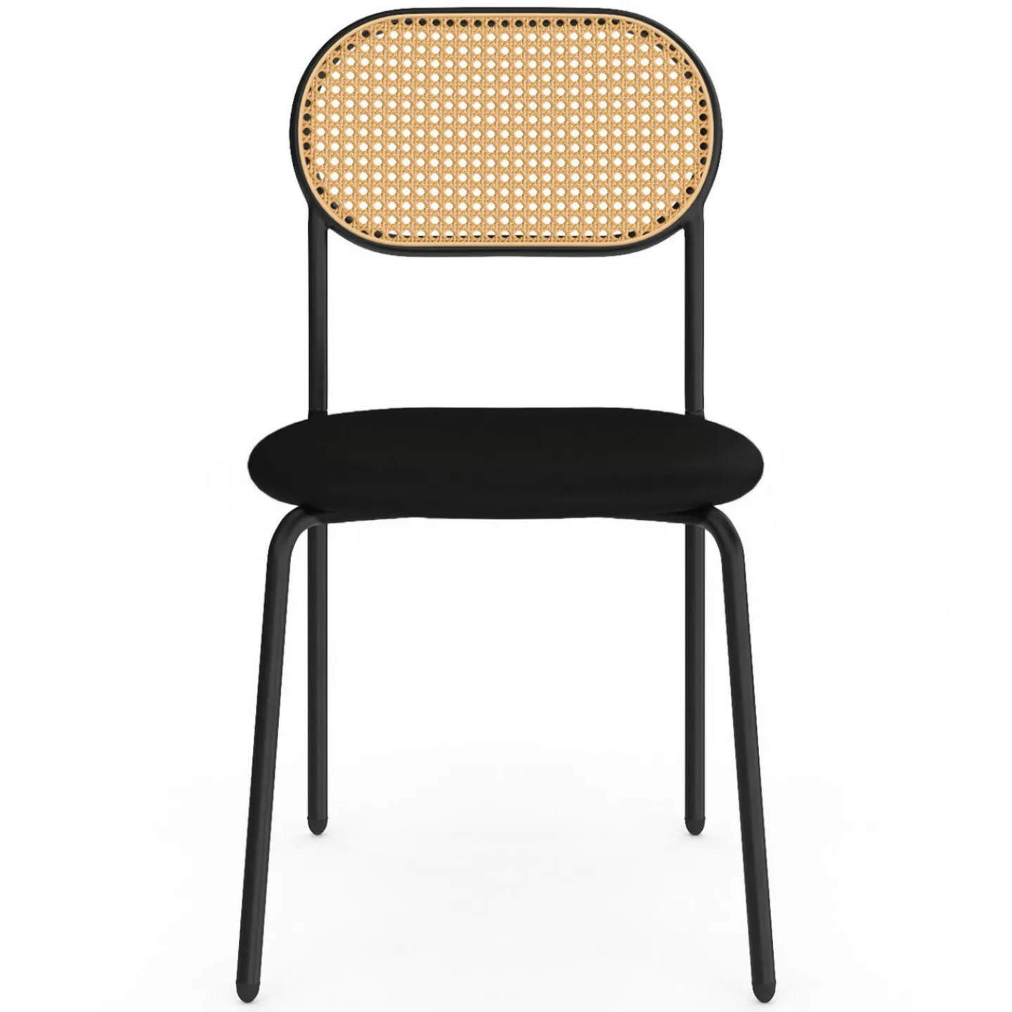 Lot de 4 chaises vintage en métal avec dossier cannage arrondi*IDMarket Best